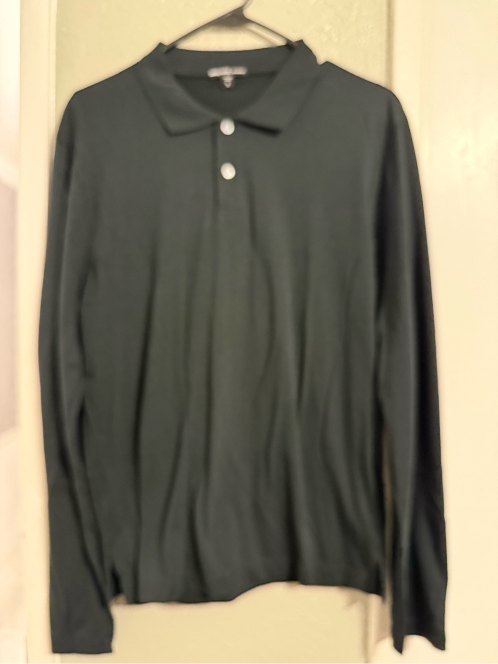 James Perse Men's Long-Sleeve Polo in Forest Green